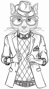 Coloring Cool Pages Cat Hipster Fat Adults Adult Book Boys Cats Printable Books People Color Print Colorear Sheets Para Scissorhands sketch template