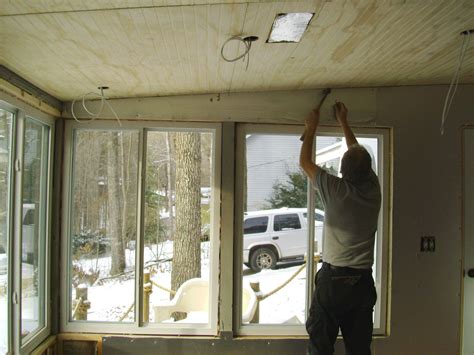Installing The Beadboard Ceiling Beadboard Ceiling Porch Entry
