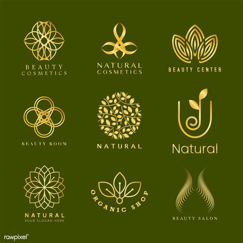 set  natural cosmetics logo vector  image  rawpixelcom