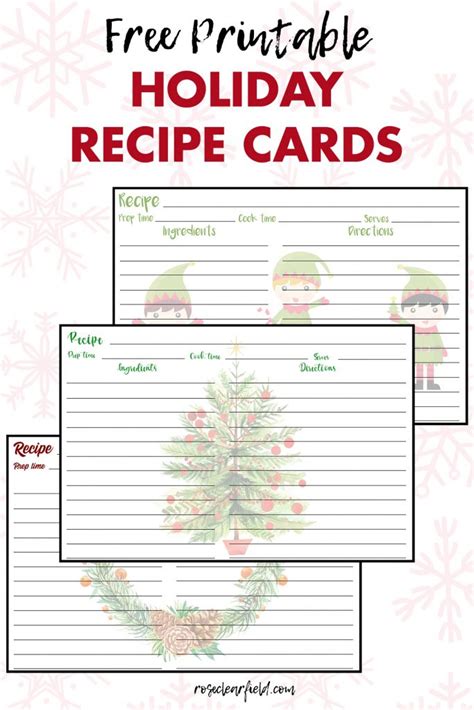 printable holiday recipe cards rose clearfield