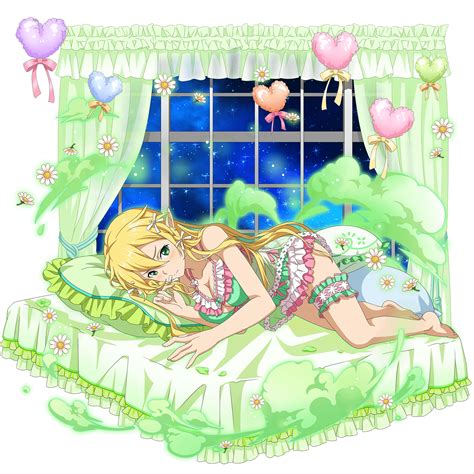 Leafa Sword Art Online Highres Official Art 1girl Barefoot Bed