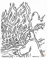 Moses Coloring Bush Burning Pages Color Printable Shrub Online Clip sketch template