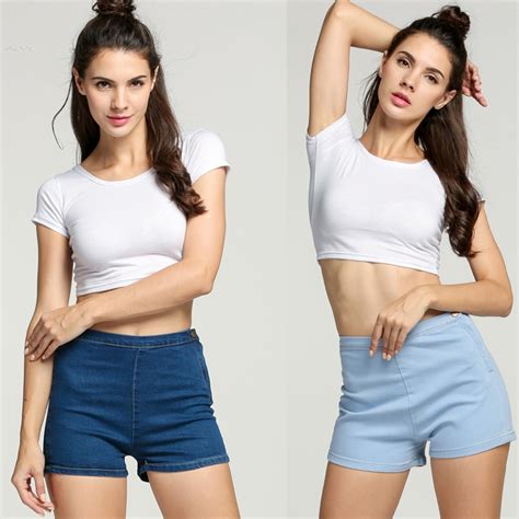 2016 new hot summer women ladies slim high waist jeans denim shorts
