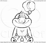 Bananas Daydreaming Macaque Monkey Coloring Clipart Cartoon Cory Thoman Outlined Vector 2021 sketch template