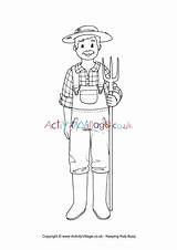 Colouring Pages Farm Farmer People Help Who Kids Village Sheet Pitchfork Activityvillage Activity Explore sketch template