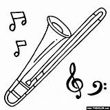 Trombone Coloring Pages Musical Color Instruments Music Instrument Thecolor Alto sketch template