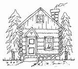 Cabin Log Woods Cabins Drawing House Coloring Pages Easy Sketch Outline Drawings Template Colouring Draw Little Adult Forest Sketchite Landscape sketch template