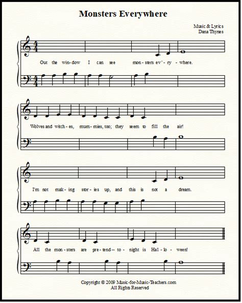 halloween songs  beginner piano   lettered notes