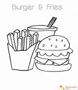 Burger Coloring Pages Fries Hot Dog French Hamburger Sheet Kids Drink Playinglearning Popular sketch template