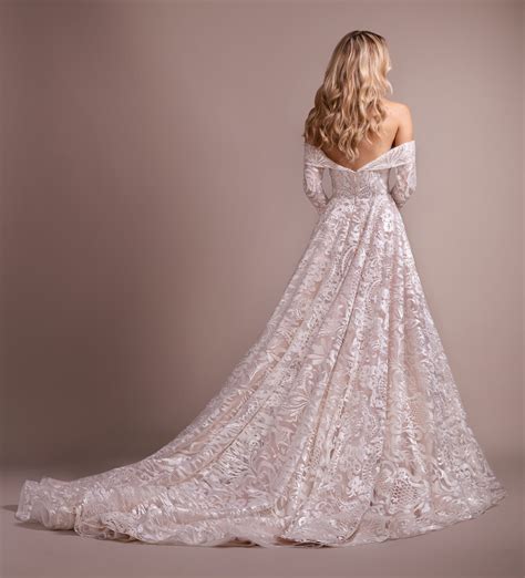 lace wedding dress with removable off the shoulder long sleeves