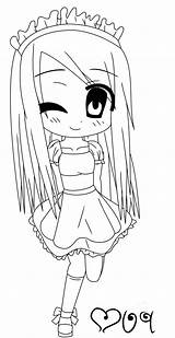 Maid Coloring Outfit Anime Deviantart Template Lineart sketch template