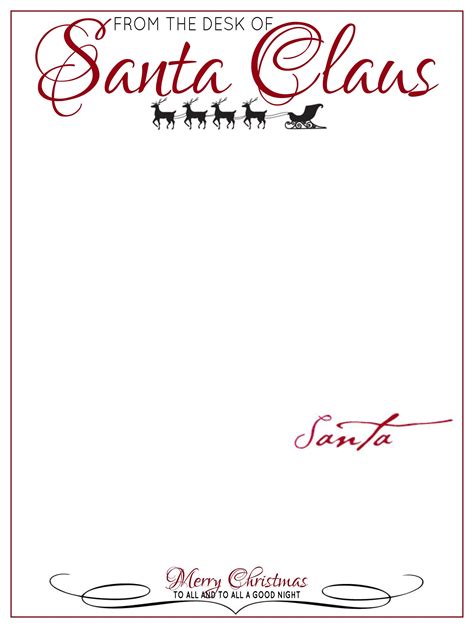 template  printable santa letterhead   printable santa