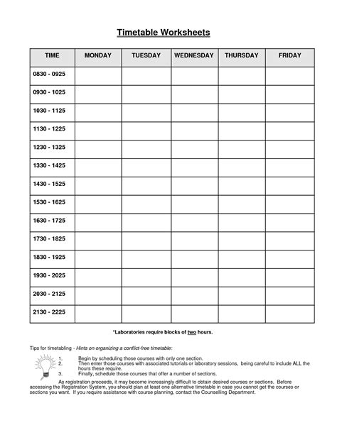 images  printable timetable worksheets printable