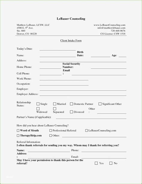 printable client intake form template