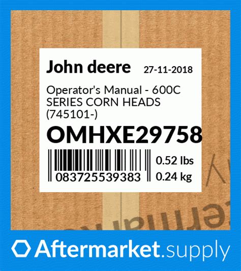omhxe operators manual  series corn heads  omhxe fits john deere