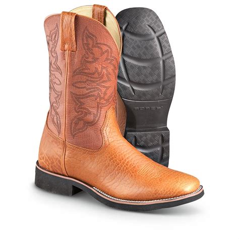 mens roper square toe western boots tan  cowboy western boots  sportsmans guide