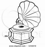 Gramophone Phonograph Clipart Illustration Drawing Royalty Perera Lal Vector Phonographs Coloring Template Getdrawings Pages sketch template