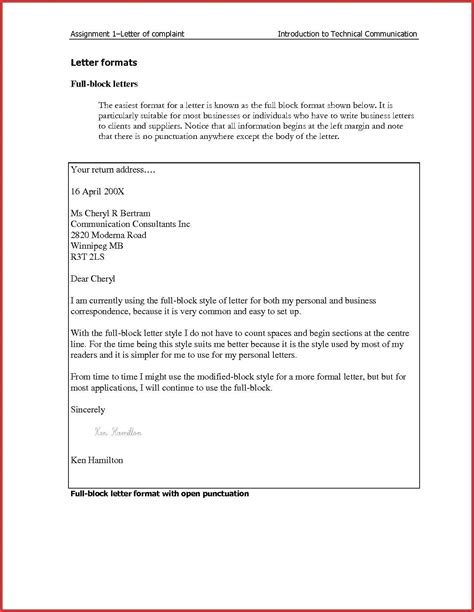 modified style business letter business letter