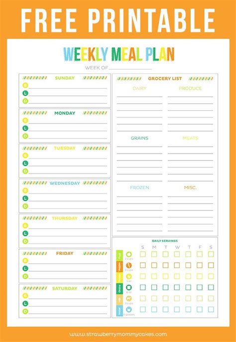 printable weekly meal planner weekly meal planner template meal