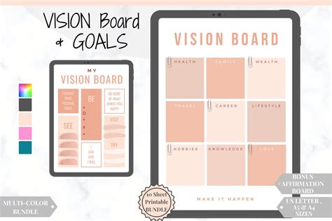 vision board printable kit  creative market