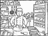 Baker Baking Coloring Bread Drawing Pages Getdrawings Getcolorings sketch template