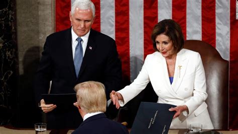 trump appeared to snub pelosi s offered handshake she ripped up his