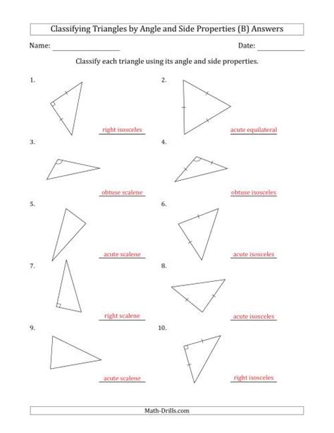 Classifying Triangles By Angle And Side Properties Marks Included On
