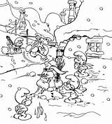 Smerfy Zima Wiosce Kolorowanka Smurf Druku Smerfów Frozen Smurfs Obrazku Mnóstwo Bałwana Nastała śniegu Widzicie Drukowanka Wydrukuj Malowankę sketch template