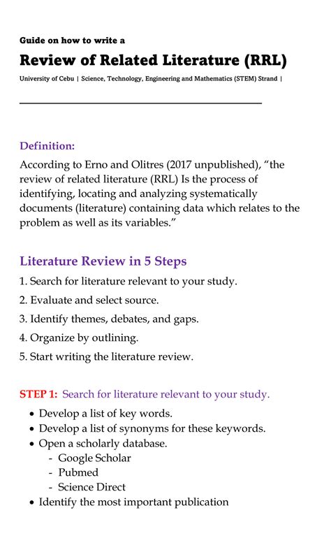 solution   write  review  related literature rrl studypool