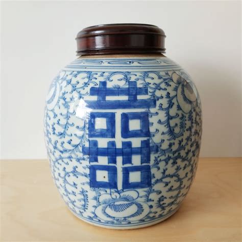 grote gemberpot blauw en wit porselein china  catawiki