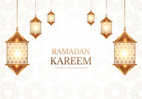 ramadan kareem decorative arabic lamps  white pattern  vector