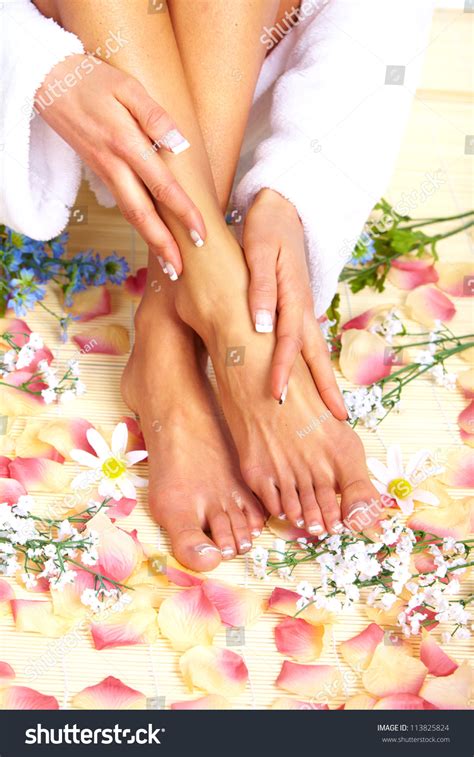 foot massage  spa massage salon relax stock photo