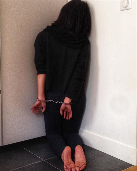 Handcuffs Kneeling Bad Girl Barefoot Charles Corner Toes