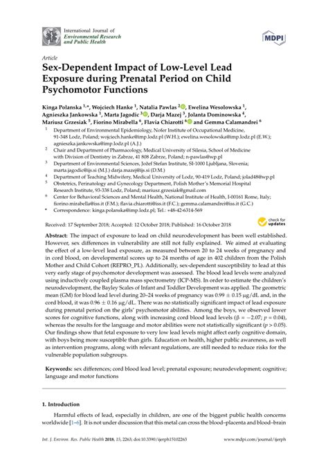 pdf sex dependent impact of low level lead exposure during prenatal