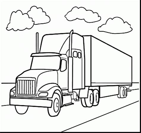 semi truck trailer tractor drawing wheeler  sketch coloring pages big