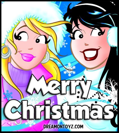 merry christmas betty and veronica from archie comics dressed for winter outside in the snow