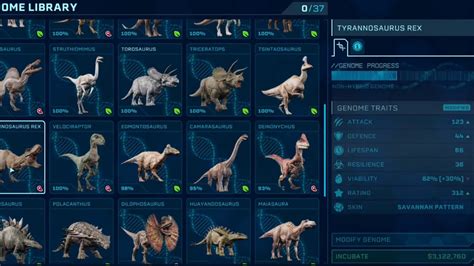 jurassic world evolution    unlock  dinosaurs  sandbox