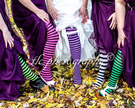 Bride And Bridesmaids Showing Off Their Cool Stockings