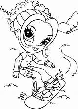Coloring Snowboard Girl Pages Girls Lisa Frank Glamour sketch template
