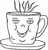 Coffee Pages Coloring Mugs Colouring Cup Cartoon Tea Cartoons Objects sketch template