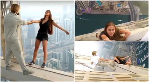 Watch Hold Your Breath As You See This Daredevil Russian Model Hanging