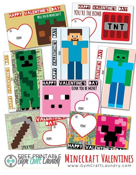 valentines day printables  minecraft fans