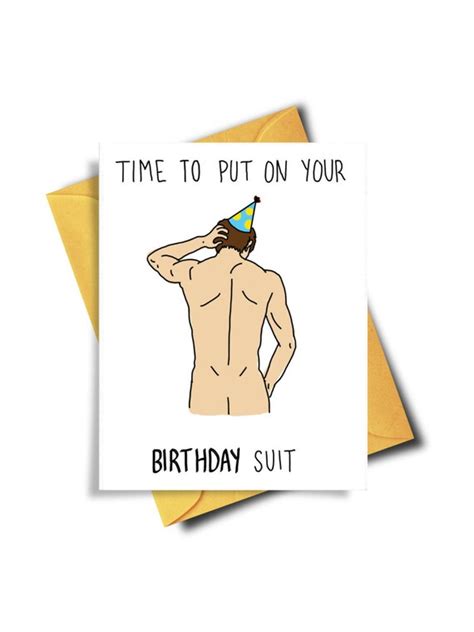 items similar to funny birthday card birthday suit naughty card