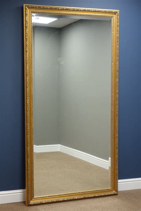 large gilt framed wall mirror with bevelled glass plate 100cm x 191cm