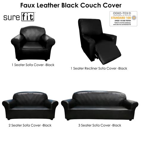 faux leather black couch cover  surefit ebay