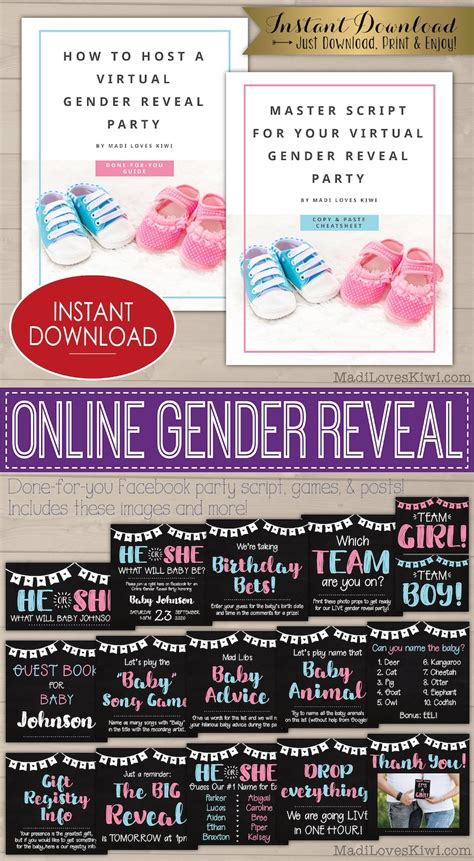 how to host virtual gender reveal party guide online facebook etsy