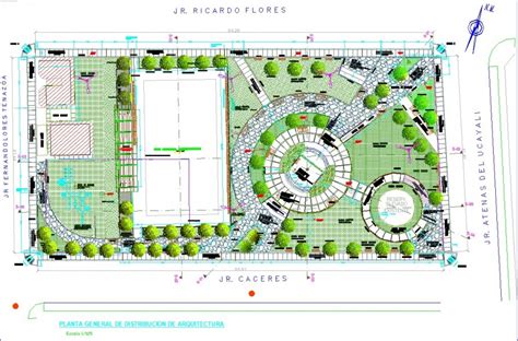 municipal park site plan drawing  dwg file cadbull