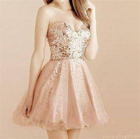 dress cute pink gold homecoming dress holiday dress prom sparkle