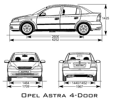 opel astra  door sedan blueprints  outlines