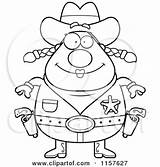 Cartoon Sheriff Cowgirl Chubby Female Clipart Cory Thoman Outlined Coloring Vector 2021 sketch template